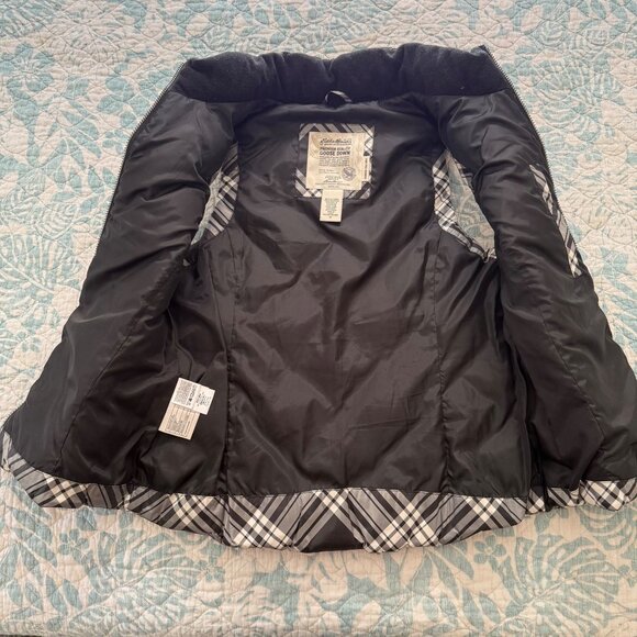 Eddie Bauer Premium Quality Goose Down White/Black Plaid Vest Size Med - Picture 5 of 7